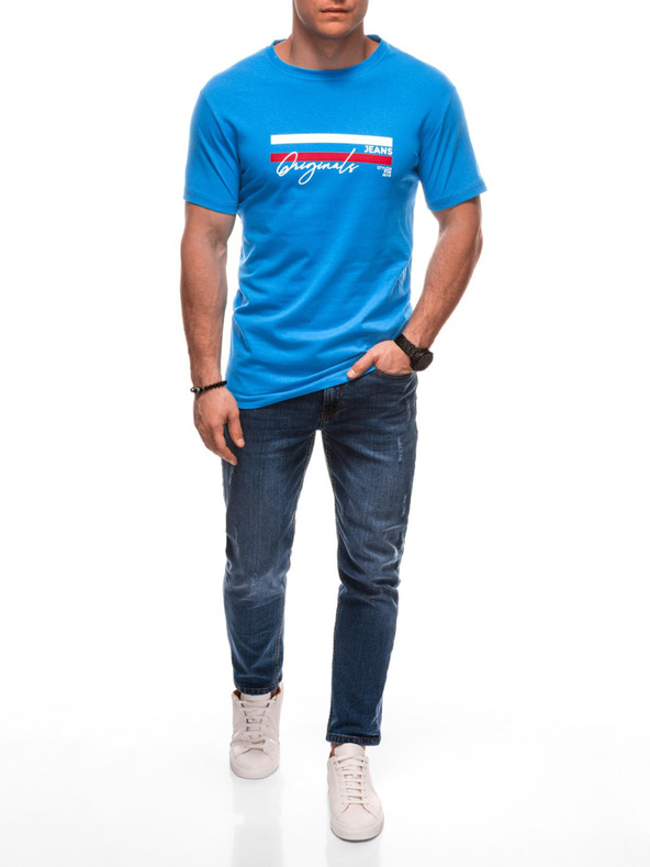 Edoti Pánské tričko s potiskem S2027 - modré OTHER