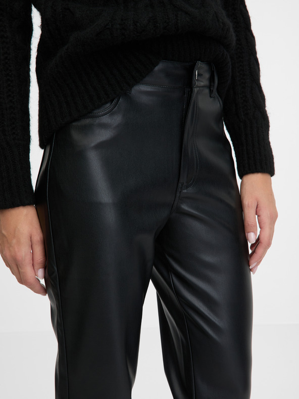 Orsay Hnědé dámské koženkové kalhoty ORSAY