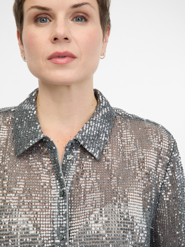 Orsay Stříbrná dámská halenka s límečkem ORSAY