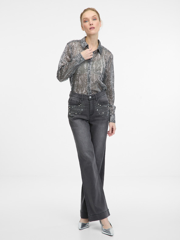 Orsay Stříbrná dámská halenka s límečkem ORSAY