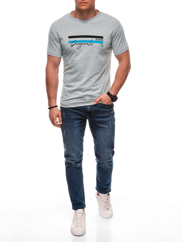 Edoti Pánské tričko s potiskem S2027 - šedé OTHER