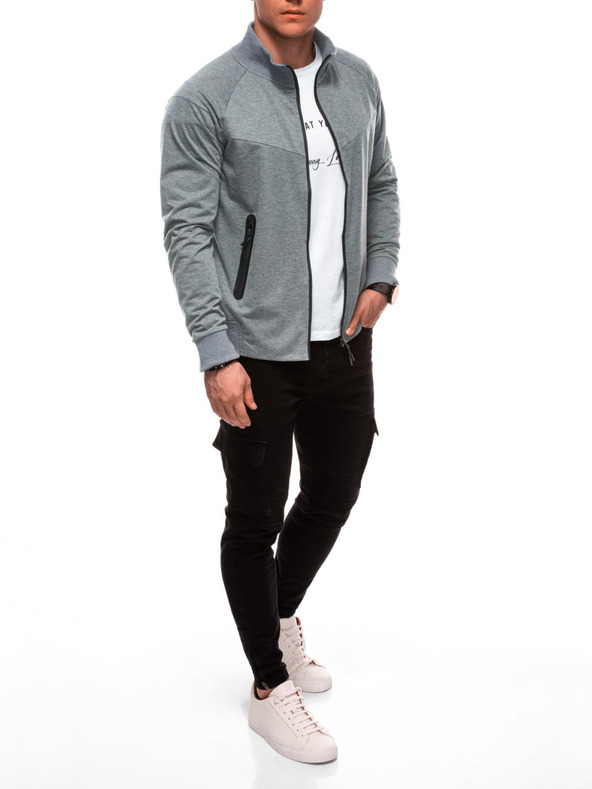 Edoti Pánská mikina na zip B1709 - šedá OTHER