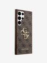 Guess PU 4G Metal Logo Zadní Kryt pro Samsung Galaxy S24 Ultra Brown Obal na telefon