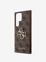 Guess PU 4G Metal Logo Zadní Kryt pro Samsung Galaxy S24 Ultra Brown Obal na telefon