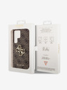 Guess PU 4G Metal Logo Zadní Kryt pro Samsung Galaxy S24 Ultra Brown Obal na telefon