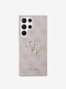 Guess PU 4G Metal Logo Zadní Kryt pro Samsung Galaxy S24 Ultra Pink Obal na telefon