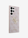 Guess PU 4G Metal Logo Zadní Kryt pro Samsung Galaxy S24 Ultra Pink Obal na telefon