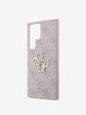 Guess PU 4G Metal Logo Zadní Kryt pro Samsung Galaxy S24 Ultra Pink Obal na telefon