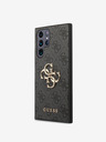 Guess PU 4G Metal Logo Zadní Kryt pro Samsung Galaxy S24 Ultra Grey Obal na telefon