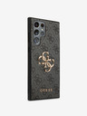 Guess PU 4G Metal Logo Zadní Kryt pro Samsung Galaxy S24 Ultra Grey Obal na telefon