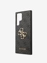 Guess PU 4G Metal Logo Zadní Kryt pro Samsung Galaxy S24 Ultra Grey Obal na telefon