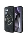 Guess IML 4G Glitter and Triangle Logo MagSafe Zadní Kryt pro Samsung Galaxy S25 Black Obal na telefon