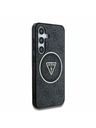 Guess IML 4G Glitter and Triangle Logo MagSafe Zadní Kryt pro Samsung Galaxy S25 Black Obal na telefon