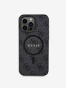Guess PU Leather 4G Colored Ring MagSafe Zadní Kryt pro iPhone 15 Pro Black Obal na telefon