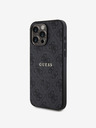 Guess PU Leather 4G Colored Ring MagSafe Zadní Kryt pro iPhone 15 Pro Black Obal na telefon