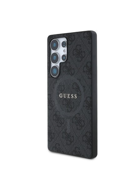 Guess PU Leather 4G Colored Ring MagSafe Zadní Kryt pro Samsung Galaxy S25 Ultra Black Obal na telefon