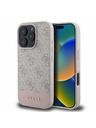 Guess PU 4G Stripe Zadní Kryt pro iPhone 16 Pro Pink Obal na telefon
