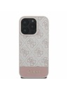 Guess PU 4G Stripe Zadní Kryt pro iPhone 16 Pro Pink Obal na telefon