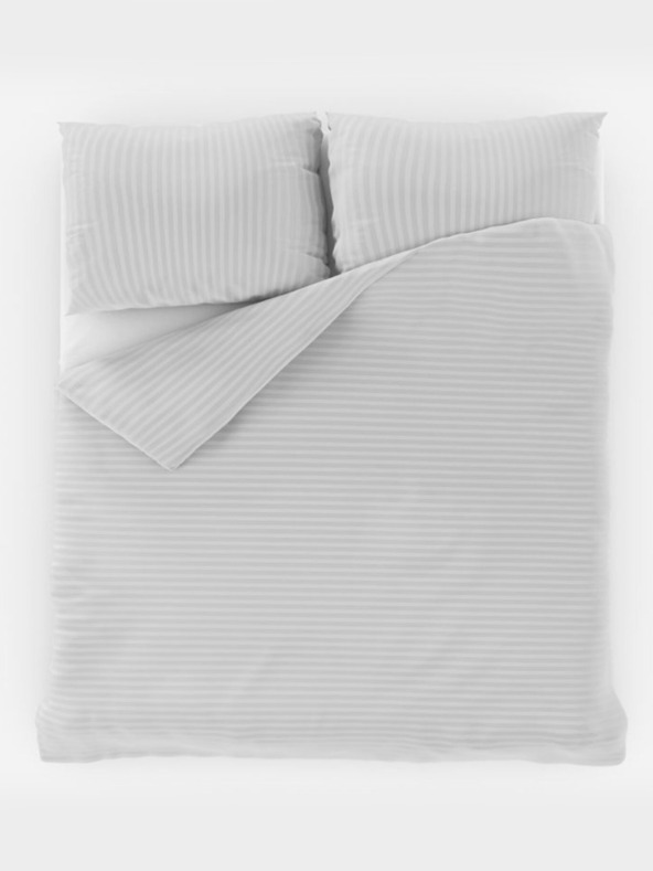 Kvalitex Francouzské saténové povlečení s proužkem 1+2, 240x200, 70x90cm BÍLÉ