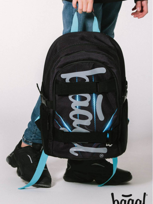 BAAGL  Černý 3 set skate bluelight: batoh, penál, sáček Baagl