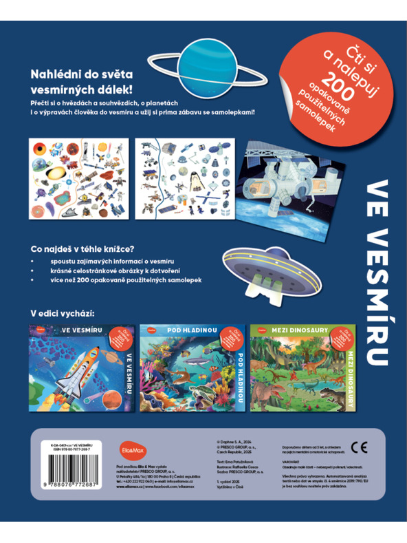 BAAGL  Čti a nalepuj – VE VESMÍRU, kniha se samolepkami
