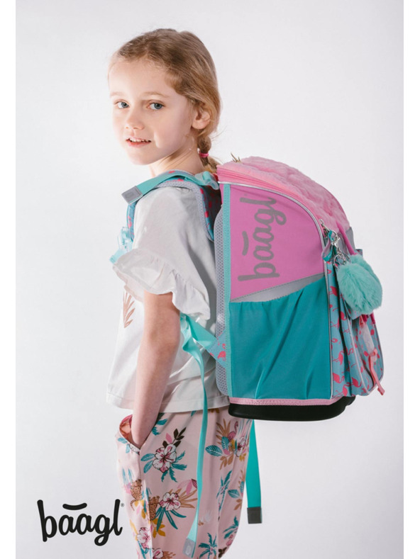 BAAGL  BAAGL 5 SET Zippy Plameňák: aktovka, penál, sáček, desky, box