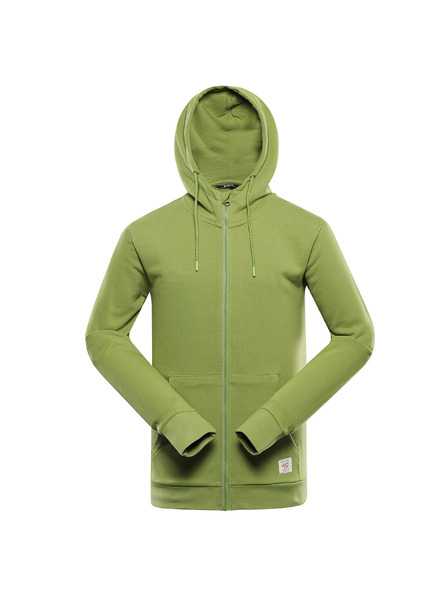 ALPINE PRO Pánská bavlněná mikina s kapucí ALPINE PRO LOKK turtle green