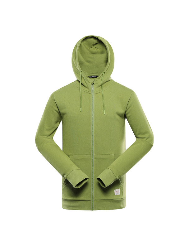 ALPINE PRO Pánská bavlněná mikina s kapucí ALPINE PRO LOKK turtle green