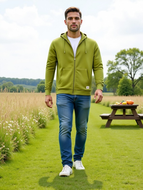 ALPINE PRO Pánská bavlněná mikina s kapucí ALPINE PRO LOKK turtle green