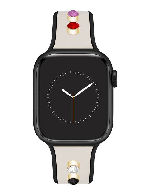 Anne Klein Silikonový krémovo-černý řemínek Anne Klein pro Apple Watch 38/40/41