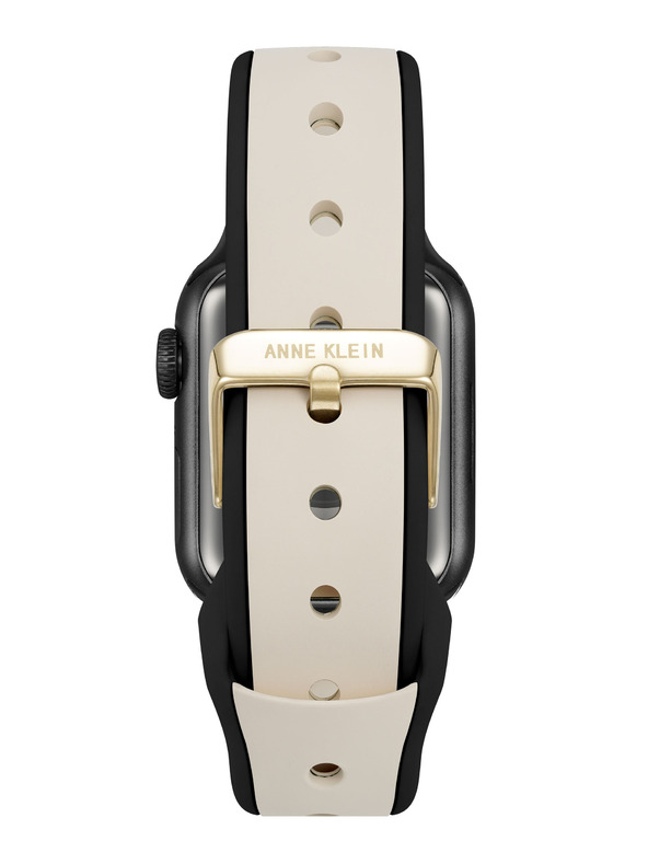 Anne Klein Silikonový krémovo-černý řemínek Anne Klein pro Apple Watch 38/40/41