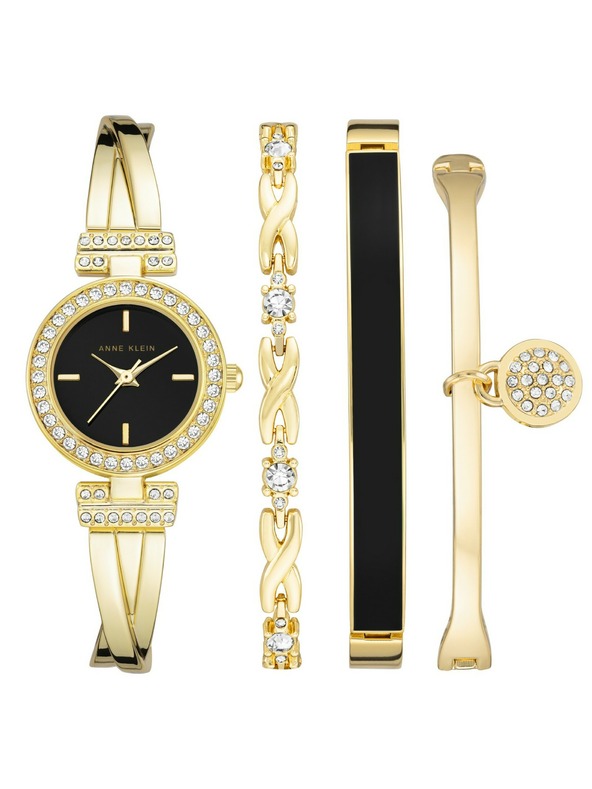Anne Klein Zlatá dámská souprava hodinek a šperků Anne Klein