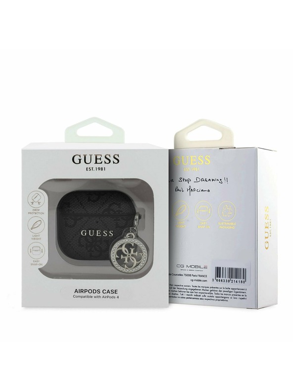 Guess Guess 4G Script PC/PU Charm Pouzdro pro AirPods 4 Black