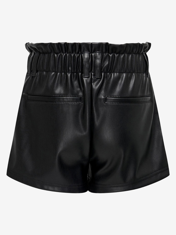 ONLY Černé holčičí koženkové kraťasy ONLY Stephanie