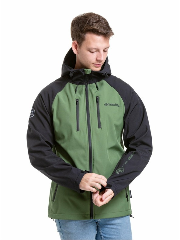 Meatfly Meatfly pánská softshell bunda Rasmussen Forest Green/Black | Černá | Velikost