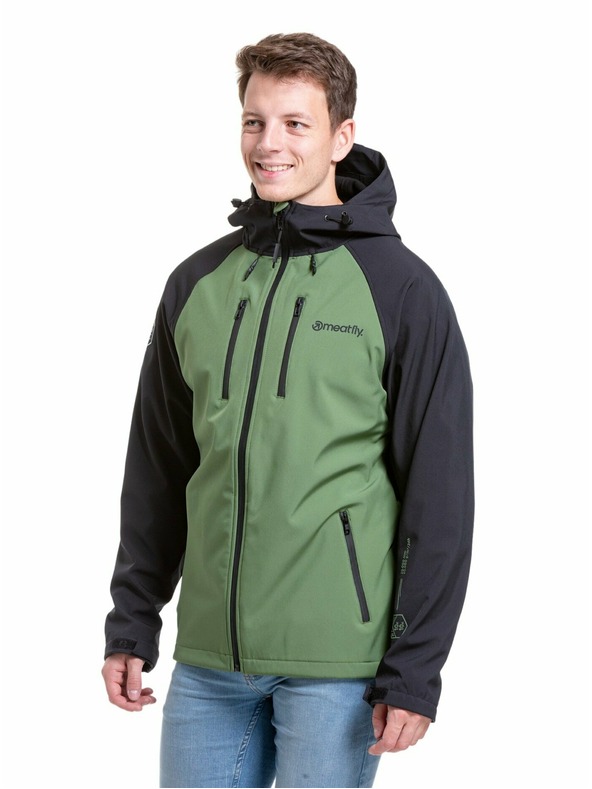 Meatfly Meatfly pánská softshell bunda Rasmussen Forest Green/Black | Černá | Velikost