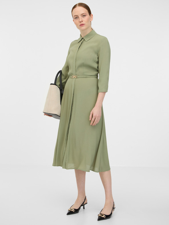 Orsay Khaki dámské košilové midi šaty ORSAY