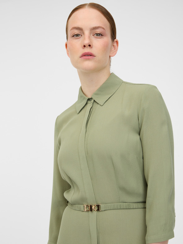 Orsay Khaki dámské košilové midi šaty ORSAY