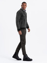 Ombre Clothing Pánská džínová bunda bomber s efektem stone wash - černá V2 OM-JADJ-0163 Ombre Clothing