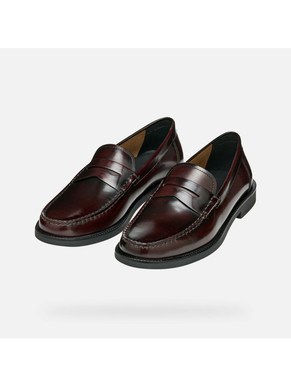 Geox Tmavě hnědé pánské mokasíny Geox Recanati