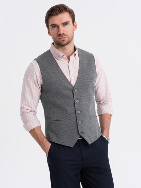 Ombre Clothing Přiléhavá elegantní pánská strukturovaná pletená vesta Ombre Clothing
