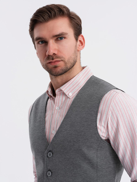 Ombre Clothing Přiléhavá elegantní pánská strukturovaná pletená vesta Ombre Clothing