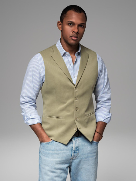 Ombre Clothing Pánská strukturovaná pletená vesta na míru s klopami Ombre Clothing