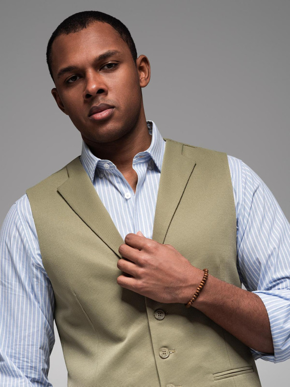 Ombre Clothing Pánská strukturovaná pletená vesta na míru s klopami Ombre Clothing