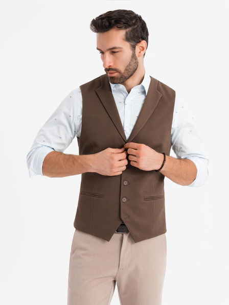 Ombre Clothing Pánská strukturovaná pletená vesta na míru s klopami Ombre Clothing