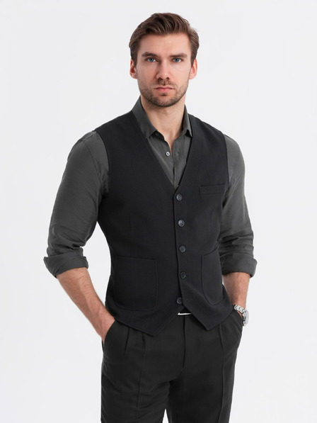 Ombre Clothing Pánská strukturovaná vesta na míru s kapsami Ombre Clothing
