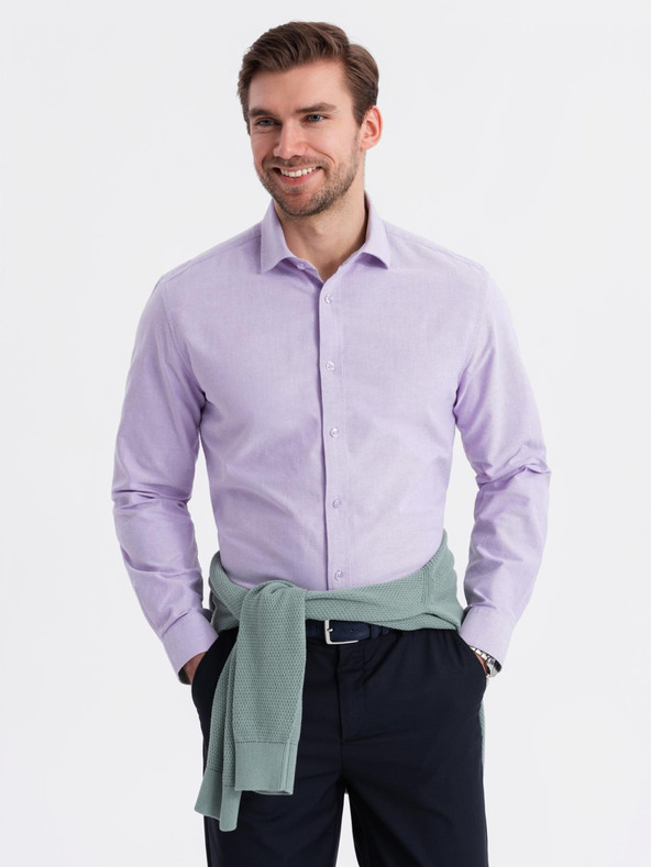 Ombre Clothing Pánská bavlněná košile oxford v pastelových barvách Ombre Clothing