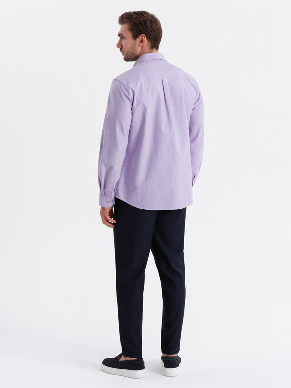 Ombre Clothing Pánská bavlněná košile oxford v pastelových barvách Ombre Clothing