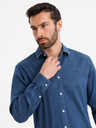 Ombre Clothing Pánská džínová košile s lyocellem a výšivkou na prsou Ombre Clothing