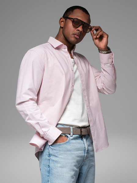 Ombre Clothing Pánská bavlněná košile oxford v pastelových barvách Ombre Clothing